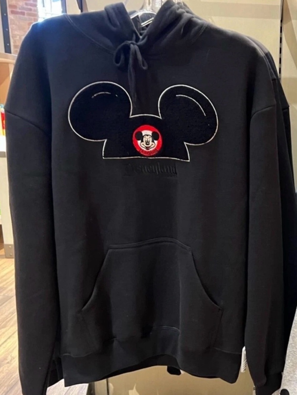 DisneyParks Disneyland Mickey Mouse Ear Hat Pullover Hoodie Black Medium NWT